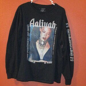 Aaliyah Woman X Large Black White Gray Long Sleeve Shirt